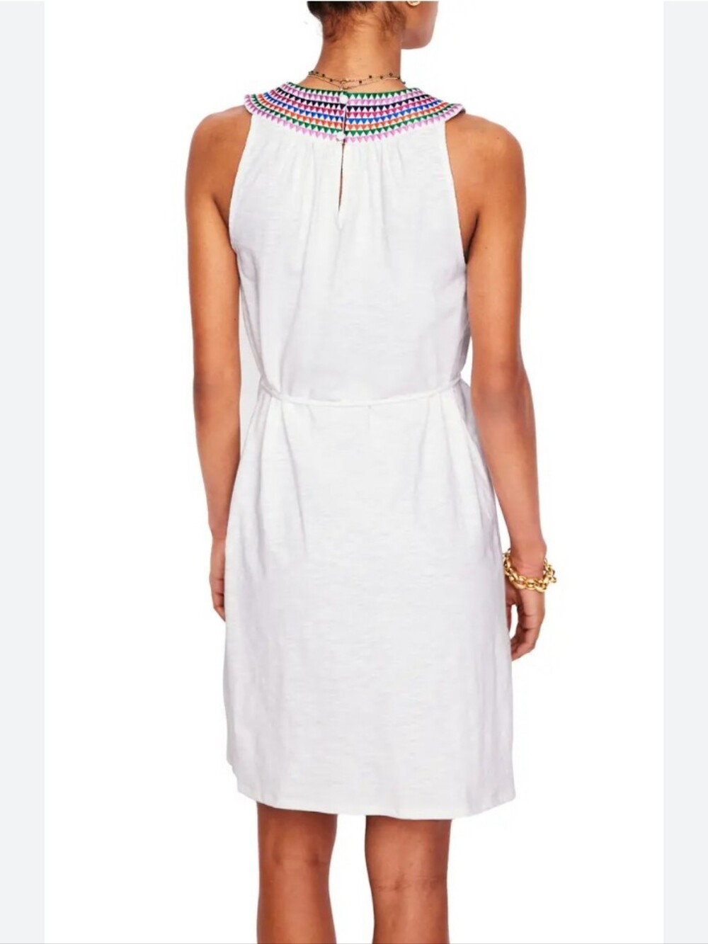 Boden Eleni Embroidered Neckline Cotton Dress - Picture 3 of 8
